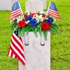 Lemosae Memorial Day Headstone Flower Saddle Artificial Cemetery Grave Flowers