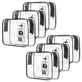 Voittozege 6 Pack TSA Approved Travel Toiletry Bag Travel Clear Bag with Zippe Quart Size Clear Makeup Bag Waterproof Carry-on Cosmetic Bag for Travel Airplane Vacation Bathroom