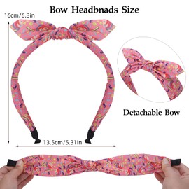 Candygirl 6 PCS Bow Headbands for Girls Cute Knotted Bunny Ear Headband Wide Fabric Hair Accessories for Back to School Party Wedding
