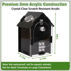 Jumping Spider Enclosure Kit, 3.15x3.15x5.6 Inch Acrylic Terrarium with Magnetic Lock & Feeding Hole, Escape-Proof Mini Habitat for Tarantula, Mantis, Reptiles, Cricket Keeper