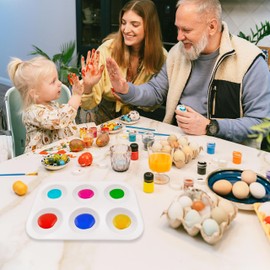 24 PCS White Plastic Paint Tray Palettes, 6 Well Rectangular Watercolor Oil Palette, Paint Trays for Kids, Adult, Student Artist Craft Palettes,Painting Party, DIY Craft and Art Painting Palettes