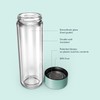 EVER VESSEL Glass Multi Tea Infuser Bottle 14oz - Double