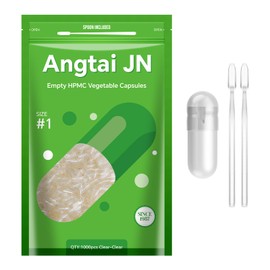 AngtaiJN Empty Vegan Capsules, 1 (1000 Pieces), Empty Capsules for Filling with 2 Micro Spoons, DIY Capsule Cases for Capsule Filler, Size 1