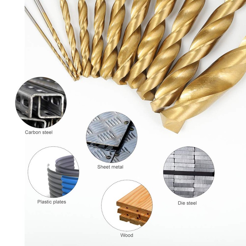 COMOWARE 100 Pcs Titanium Drill Bit Set - High Speed