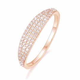 Mameloly Wedding Bands for Women Rose Gold Slim Signet Ring Stackable Pave Cubic Zirconia Dainty CZ Engagement Rings for Her Size 6