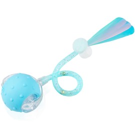 PLITTPETTS Interactive Cat Toys Ball for Indoor Cats, Automatic Moving Ball Toy with Elastic Mesh Tail, Chirping & Obstacle Avoidance and Motion Activated, Blue【Rechargeable】