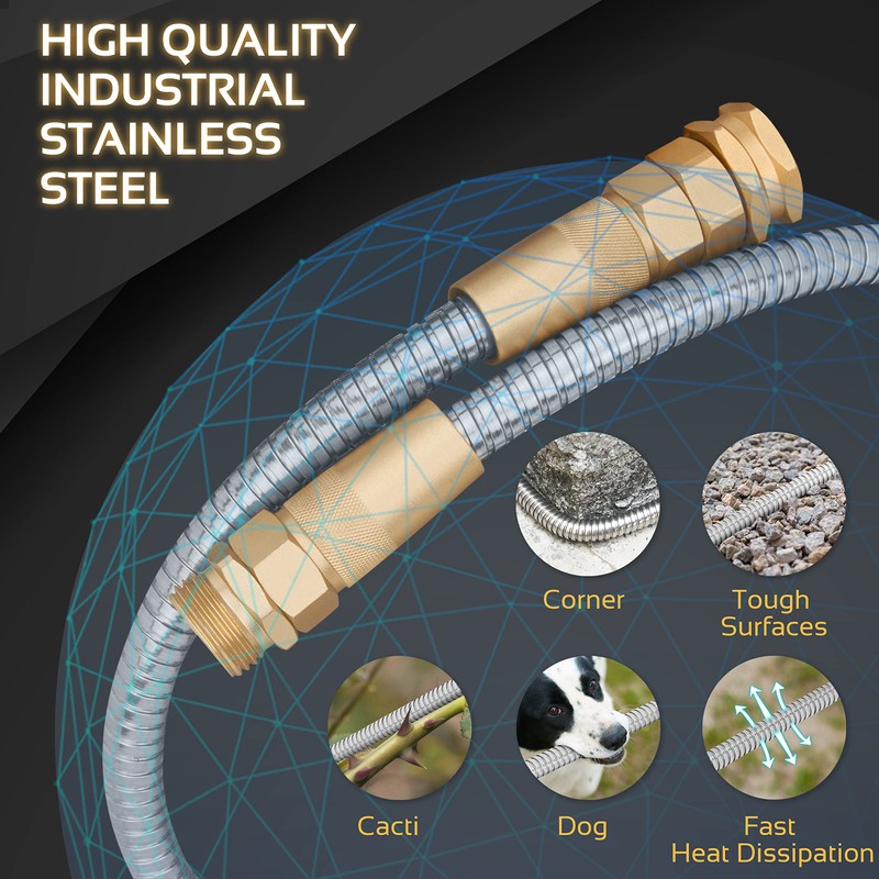 Garden Hose Metal - 100ft Heavy Duty Stainless Steel Water
