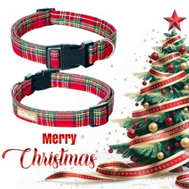 Tunkoo Dog Collar Christmas Cute Adjustable Shiny Collar for Boy and Girl Dogs, Dog Collar with Strong Plastic Buckle - for Small Medium Large Pets, L