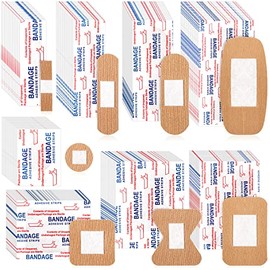 400 Pcs Flexible Fabric Adhesive Bandages Bulk Assorted Bandages Breathable Bandages Fingertip Bandages for Finger Wound Family First Aid Skin Wrap (8 Styles)