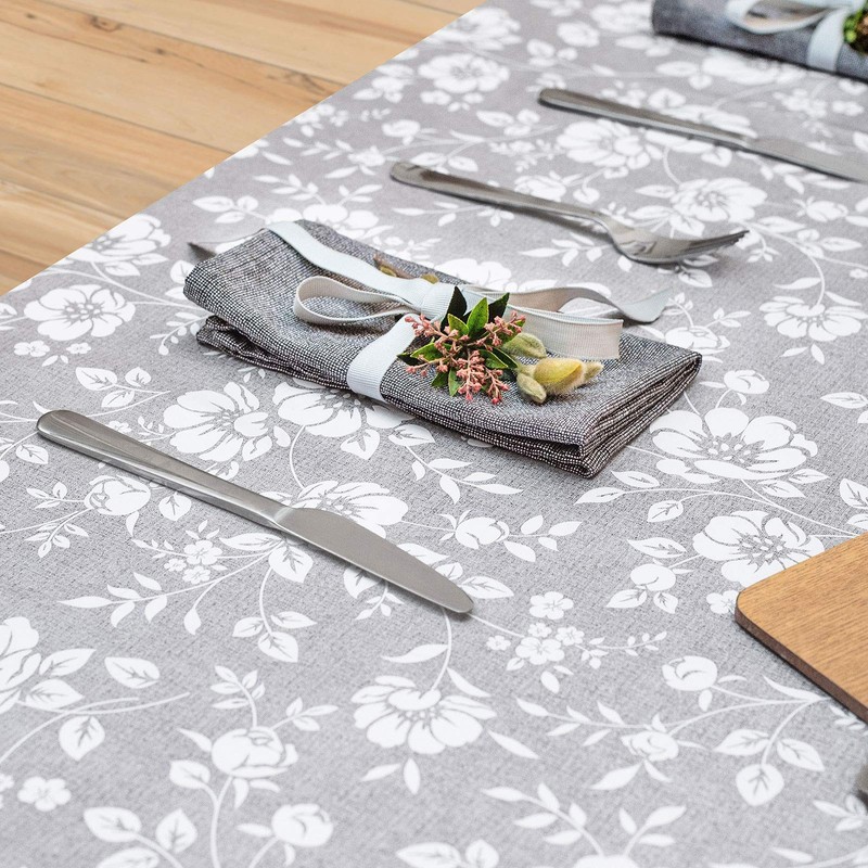 Dehaus® Wipe Clean Table Cloth - M Grey Floral Bloom