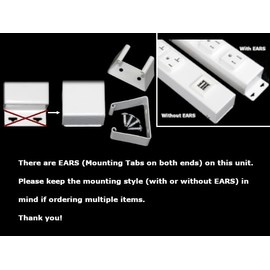 24” Hardwired Power Strip, 6 Vertical Outlets (NOT Tamper Resistant), NO Ears (Without mounting tabs), 15A (NOT a 20 Amp Unit), USB, White