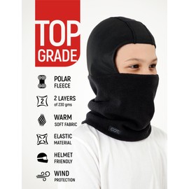 GOT Sports Kids Balaclava Ski Mask - Winter Fleece Neck Warmer & Helmet Liner Hood for Boys Girls (Black, 7-12)