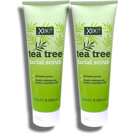 XBC Tea Tree Facial Scrub 250ml - Deep Cleansing Action for Face - Removes Excess Oil and Dead Skin Cells for a Healthier, Fresher Looking Complexion (Pack of 2)