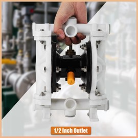 Air Operated Double Diaphragm Pump 1/2 inch Inlet Pneumatic for Chemical QBK-15 10 GPM Dual Diaphram Polypropylene Nitrile Rubber by Stainless Steel Plastic Max 100 PSI