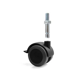 Design61 Universal Furniture Castors with U-Mount 19 mm Rubber Castors Floor Protection Wheels with Lock Plate Shoes with Threaded Pin Pack of 4