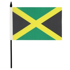 Jamaica Table Flag 5'' x 8'' - Jamaican Desk Flag 21 x 14 cm - Black plastic stick and base - AZ FLAG