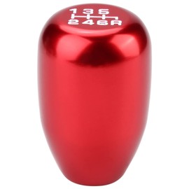 Gear Shift Knob, Universal Gear Shift Head Car Modification Manual Knob Gear Shift Head Shifter 6 Speed Shape Gear Shift Knob with 3 Adapters for Manual Car(Red)