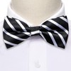 YOHOWA Black White Bow Tie Set Men Striped Adjustable Silk