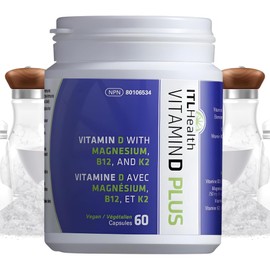 Mag365 ITL Health Magnesium vITaL Vitamin D Plus, 60 Caps 30-Day Supply - Unflavored, with Vitamin D3, K2, B12 & Magnesium Bisglycinate, Support Energy and Bone Strength, Reduces Feelings of Tiredness