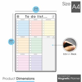 TMS A4 Magnetic to Do List and Weekly Planner - Organise Your Chores, Housework, Office and Business Tasks with Our Dry Wipe Boards! Comes with 4 Magnetic Dry Erase Pens (Colour Style 1, A4)