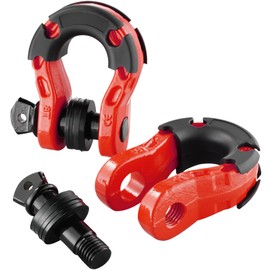 VEVOR 3/4" D-Ring Shackle, 2 PCS Heavy Duty Alloy Steel Shackles 66139 lbs/30 Ton Breaking Strength with 7/8" Screw Pin, Isolators & Washers, Recovery Shackle for Truck Jeep Off-Road Vehicle, Red