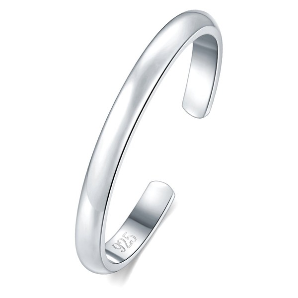 BORUO 925 Sterling Silver Toe Ring, Hypoallergenic Adjustable Band Ring