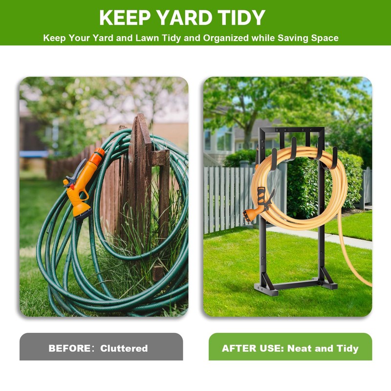 GAVISCITY Heavy-Duty Garden Hose Holder with Stable Base and Tool