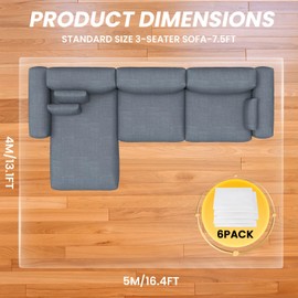 6 x Painter's Cover Film, 4 x 5 m Painter's Film, Transparent Tarpaulin, Painting Work, Construction Film, Ideal for Renovation, Moving and Garden Furniture