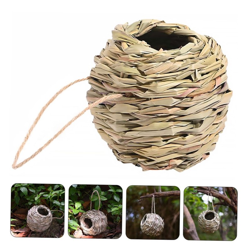 Kisangel 3 Pack Natural Grass Hummingbird Nest House Bird House