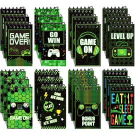 Marspark 24 Pieces Video Game Party Favors Mini Gaming Notepads Gamer Gaming Notepad Bulk Party Favors Supplies Mini Notepads Pack for Classroom Video Boys Girls Game Birthday