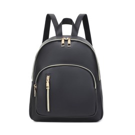 Yanaier Women's Backpack, PU Leather, Mini, Large Capacity, Waterproof, Lightweight, Back Zipper, Small, Popular, Stylish, Work, School, Travel, Mother's Backpack, Black
