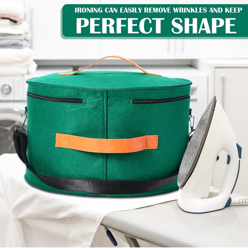 Suzile 4 Pack Large Round Foldable Felt Hat Box for