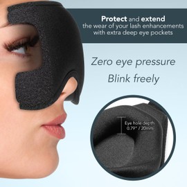 Primalea Eyelash Protection Sleep Mask Extra Deep Zero Pressure 3D Eyelash Extension Sleeping Mask 100% Light Blocking Blackout Night Blindfold Side Sleeper Design for Lashes