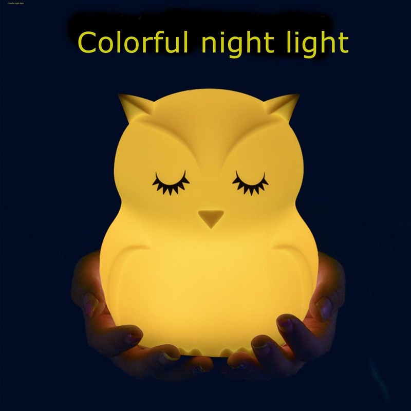WHA&DARREN Large Owl Night Lights Kid Bedside Bedroom Light Nursery
