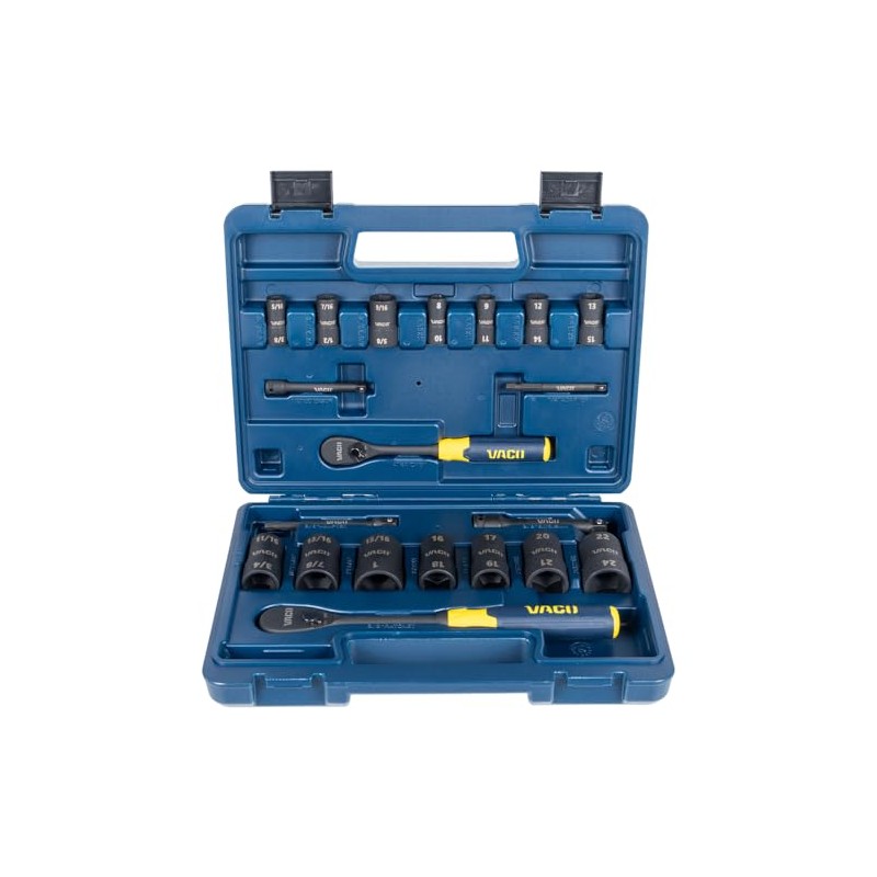 VACO VAC4202 20-Piece 2-in-1 Impact Flip Socket Set with Case,