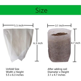 gardtree - Bolsas de jardín para plantas de 13.97 x 16.0 cm, 200 unidades, bolsas de cultivo de plantas biodegradables no tejidas, bolsas de iniciación de plántulas para vegetales, flores, frutas,