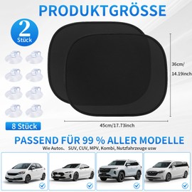 Kiiwah Car Sun Shade Baby, Pack of 2 Car Sun Visor with UV Protection, Car Window Sun Shade for Children with 8 Suction Cups, Car Window for Rear Window and Side Window