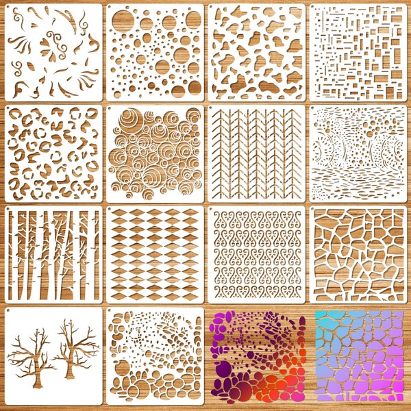 JSRQT Leopard Print Screw Stencils Set, Drawing Painting Stencils, Stencils