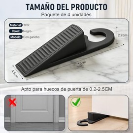 Topes para Puerta, 4 Piezas Protector de Puertas casa con Gancho, Protector de Pared de Silicona Antideslizante y Reutilizable, Fácil de Guardar, Door