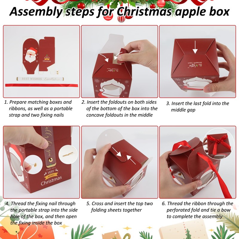 Christmas Gift Box, ACTOYS Pack of 8 Christmas Paper Boxes,