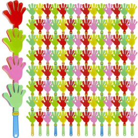 Meooeck 300 Pcs Hand Clappers Bulk Plastic Noise Makers Party Favors Game Accessories Clappers Noisemakers for Sporting Events Fiesta Birthday Game Supplies, Random Color, 7.5 Inch