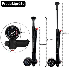 High Pressure Damper Pump (Max 300 PSI) 3-in-1 Bicycle Fork Pump, Rear Suspension Pump and Bicycle Tyre Pump, Bicycle Pump with Pressure Gauge, Portable Mini Pump with Bleed Button for MTB, Road Bike