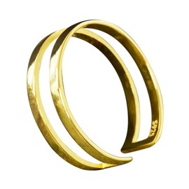 NicoWerk SRI636 Women's Silver Ring 925 Sterling Silver Narrow Golden Band Ring Double Row Smooth Openwork Adjustable Open, Sterling Silver