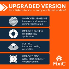 Fixic Libre 3 Sensor Covers - 25 Pack - Perfect Freestyle Adhesive Patches for Libre 3 & Plus Sensors - No Glue in The Center - Pre-Cut Back Paper - The Best Fixation for Your Sensor! (Upgraded, Tan)