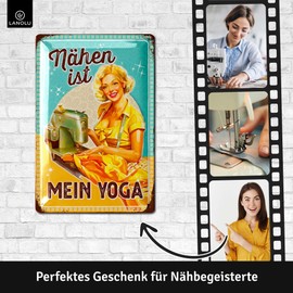 LANOLU Retro Tin Sign Sewing, Gift for Sewing Enthusiasts, Seamstresses, Funny Sayings & Shabby Chic Decoration, Sewing Accessories Gift, Sign Sewing 20 x 30 cm