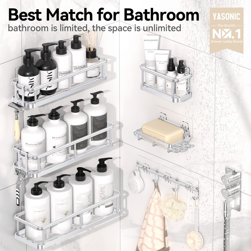 YASONIC Shower Caddy, 6 Pack Large Capacity Bath Organizer with
