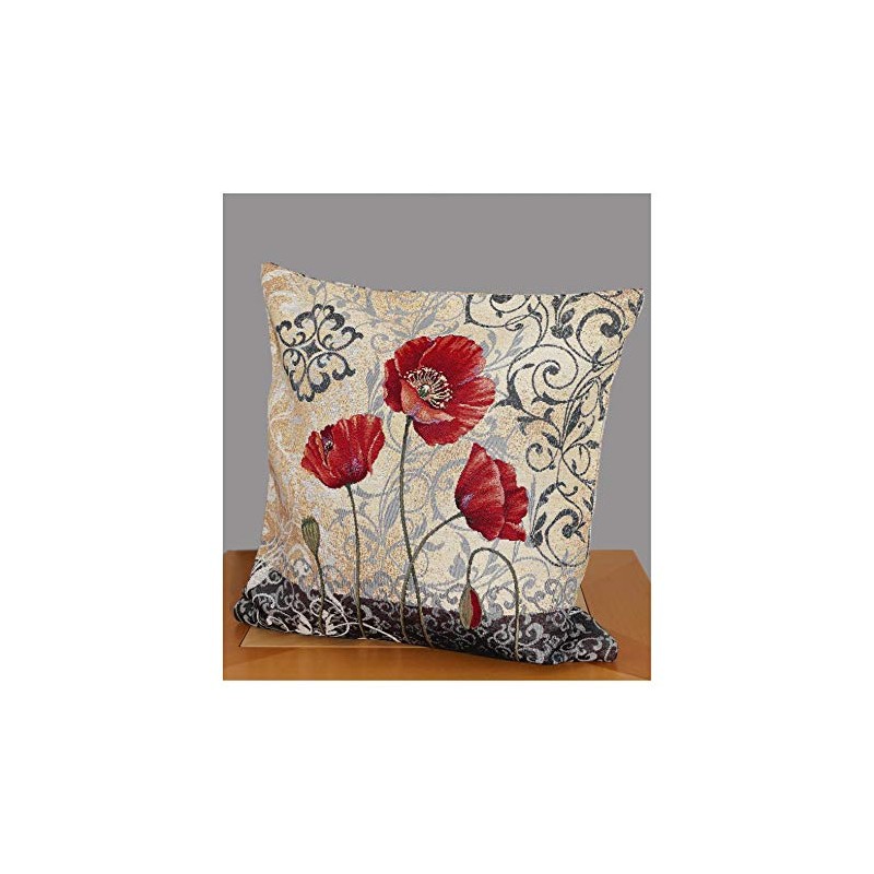 atelier alles-Spitze Tapestry Cushion Cover Poppies 45 x 45 cm