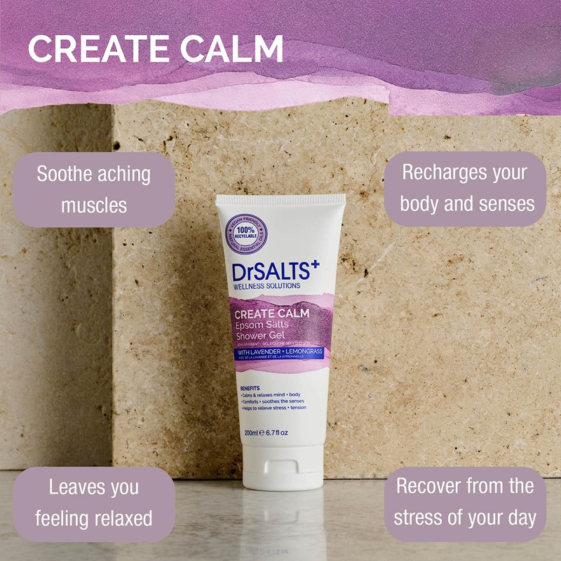 DrSALTS+ Calming Therapy Shower Gel with Epsom Salts, Lavender and