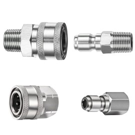 Pressure Washer Adapter Stainless Steel Male and Female Quick Connections Inner and Outer Hole Washer Coupling for Hose Pump Ball Valve (3/8" NPT)