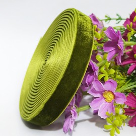 Qingxii Decorr Wedding Christmas Valentin's Day Gift Box DIY Craft Decor Velvet Ribbon (Olive Green, 5/8''x6Yards)